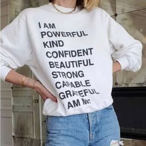 Closet closing Anine Bing White “I am me” Crew Neck Sweatshirt Sz XS